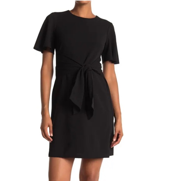 Express Black Dress Flutter Sleeve Waist Tie Dress Size XS - Picture 1 of 6